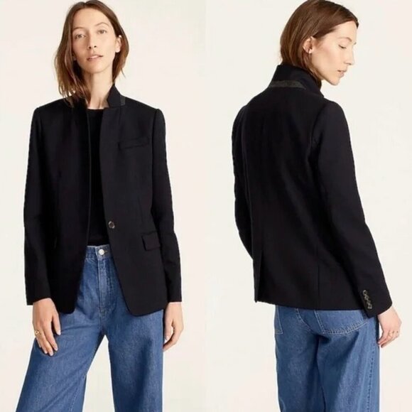 J. CREW Women's Black Single Button Business Office Regent Blazer Size 000 - Picture 1 of 9